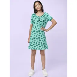 Coolsters by Pantaloons Kids Green Cotton Floral Print Dress-picture-31