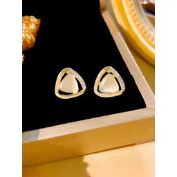 COOLWOOL Gold-Plated Artificial Stones Studded Korean Triangular Studs-picture-12