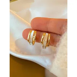 COOLWOOL Gold-Plated Semi Circular Korean Half Hoop Earrings-picture-38