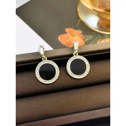 COOLWOOL Korean Gold-Plated Artificial Stones Studded Circular Drop Earrings-picture-37