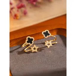 COOLWOOL Korean Gold-Plated Artificial Stones Studded Star Enamelled Studs-picture-31
