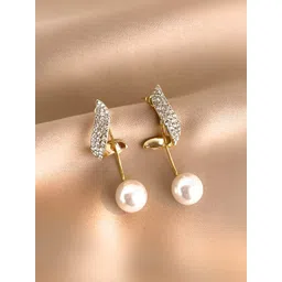 COOLWOOL Korean Gold-Plated Pearls Beaded Contemporary Drop Earrings-picture-30
