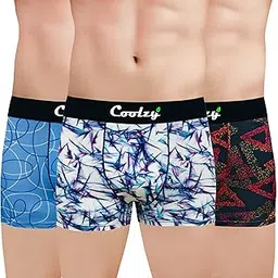 coolzy Pack of 3 Anti-Bacterial Odour-Free Cotton tensile Printed Men Trunk | Soft and Comfortable Underwear for Men (Multicolor) (Pack of 3)-picture-42