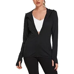coorun Women's UPF 50+ Sun Protection Hoodie Jacket Long Sleeve Hooded Sun Shirts Outdoor Performance with Pockets-picture-12