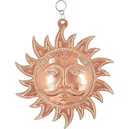 Copper Wall Hanging Sun Face, Shri Surya Narayan God Idol & Figurine, Decorative Accessories for Home Living Room Bedroom, Feng Shui Vastu for Good Luck Money (20 * 20 cm)-picture-14