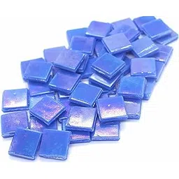 Coral Dark Aqua Blue HK109 Glass Mosaic 15x15mm tiles 100 gm pack image 1