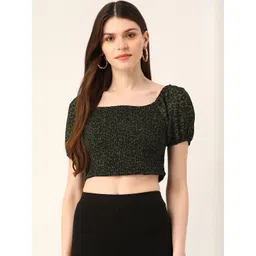 CORSICA Animal Print Puff Sleeve Smocked Crop Top-picture-18