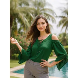 CORSICA Cold-Shoulder Georgette Top-picture-42