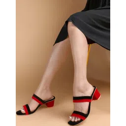 CORSICA Colourblocked Velvet Block Sandals-picture-10