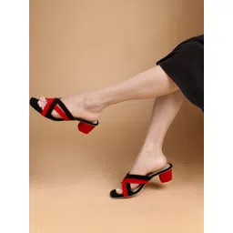 CORSICA Colourblocked Velvet Block Sandals image 1