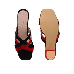 CORSICA Colourblocked Velvet Block Sandals image 2