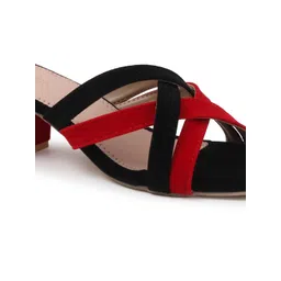 CORSICA Colourblocked Velvet Block Sandals image 3