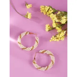 corsica DressBerry Gold-Plated Pearls Beaded Circular Shaped Hoop Earrings-picture-36