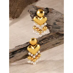 corsica DressBerry Gold-Plated Pearls Beaded Heart Shaped Drop Earrings-picture-12