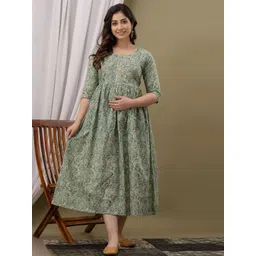 CORSICA Ethnic Motifs Printed Maternity Midi Dress-picture-18