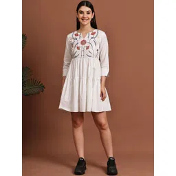 CORSICA Floral Embroidered Crepe Fit & Flare Dress-picture-34