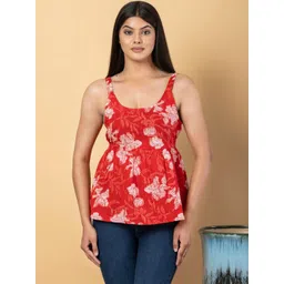 CORSICA Floral Print Cotton Peplum Top-picture-25