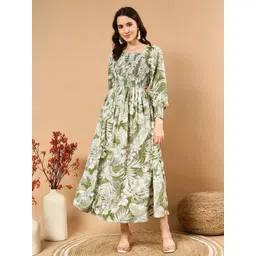 CORSICA Floral Printed Knee Length Fit & Flare Dress-picture-42