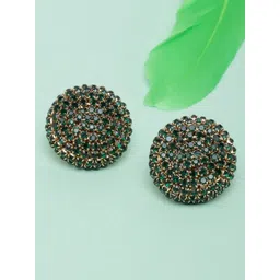 CORSICA Gold-Plated Artificial Stones Studded Circular Shaped Studs-picture-28