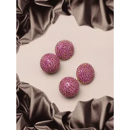 CORSICA Gold-Plated Rhinestone Studded Spherical Shaped Drop Earrings-picture-16