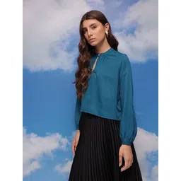 CORSICA Keyhole Neck Puff Sleeve Top image 2