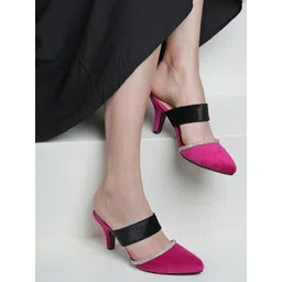 CORSICA Pointed Toe Colourblocked Embellished Party Block Mules-picture-38