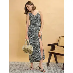 CORSICA Printed Tie-Up Straps Maxi Dress with Slit-picture-29