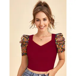CORSICA Puff Sleeve Crop Top-picture-25