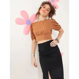CORSICA Puff Sleeve Pure Silk Crop Top-picture-25