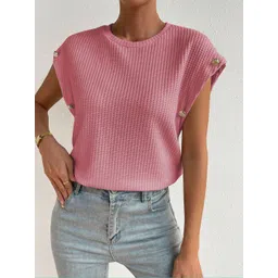 CORSICA Self Design Round Neck Dolman Sleeves T-shirt-image-33