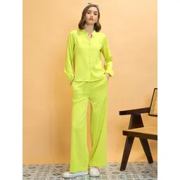 CORSICA Solid Crinkled Shirt With Trousers Co-Ord Set-picture-27