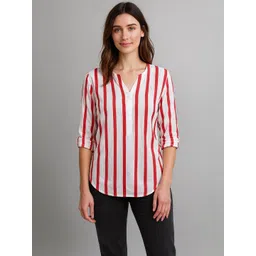 CORSICA Striped Roll-Up Sleeves Cotton Top-picture-11