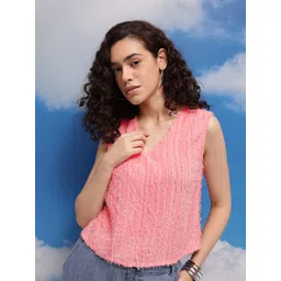 CORSICA Textured V-Neck Top-picture-38