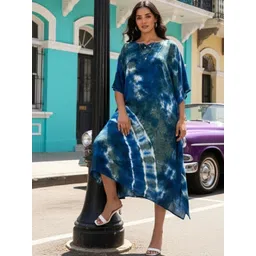 CORSICA Tie and Dye Dyed Kimono Sleeve Kaftan Midi Dress-picture-14