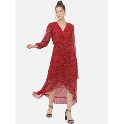 CORSICA Women Animal Printed V-Neck Fit & Flare Maxi Dress-picture-32