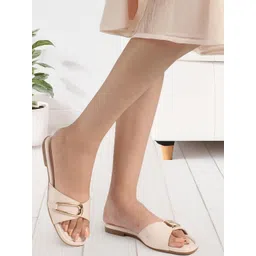 CORSICA Women Cream Open Toe Synthetic Slip-On Round Toe Embellished Casual Flats-picture-26