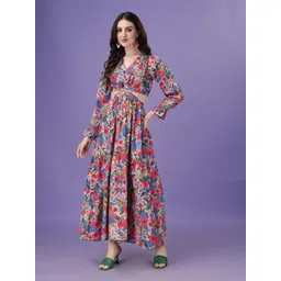 CORSICA Women Cut Outs V-Neck Fit & Flare Maxi Dress-picture-43