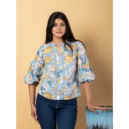 CORSICA Women Floral Printed Mandarin Collar Top-picture-11