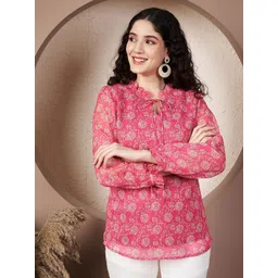 CORSICA Women Floral Printed Tie-Up Neck Top-picture-19