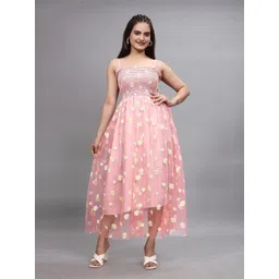 CORSICA Women Floral Self Design Shoulder Straps Fit & Flare Cotton Dress-picture-34