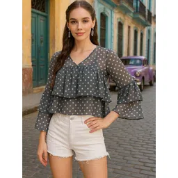 CORSICA Women Grey Printed Polyester Tops-picture-10