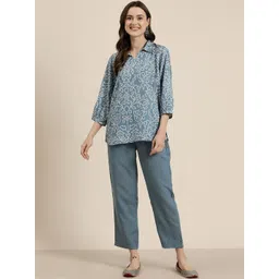 CORSICA Women Grey Viscose Rayon Printed Top & Trousers Co-Ord-picture-13