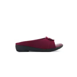 CORSICA Women Maroon Velvet Slip On Open Toe Flats image 3