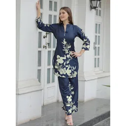 CORSICA Women Navy Blue Viscose Rayon Printed Co-Ords-picture-24