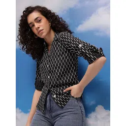 corsica Women Regular Fit Self Design Curved Collar Casual Shirt-picture-38