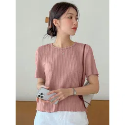 CORSICA Women Self Design Round Neck Top-picture-22