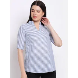CORSICA Women Striped Mandarin Collar Top-picture-39