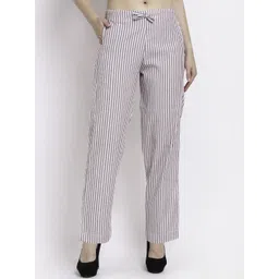 CORSICA Women Striped Pure Cotton Regular Fit Trousers-picture-19