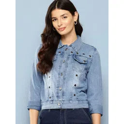 CORSICA Women Washed Lightweight Crop Denim Jacket with Patchwork-picture-25