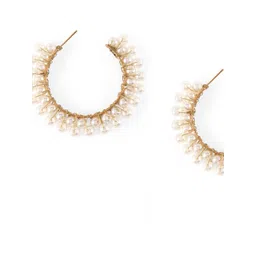 corsica DressBerry Gold-Plated Pearls Beaded Contemporary Half Hoop Earrings image 3